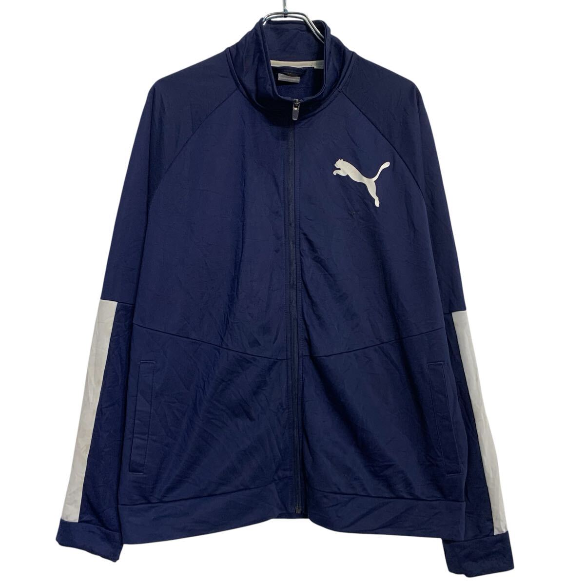 【中古】【古着】 PUMA ロゴジャージ XL ネイビー プーマ ジップアップ ビッグサイズ ラグラン ライン 切替 スポーティー 古着卸 アメリカ仕入 a701-7261
