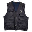 【中古】【古着】 フィッシングベスト XXL チャコールグレー ジップアップ ビッグサイズ ワンポイント マルチポケット 薄手 古着卸 アメリカ仕入 a701-...