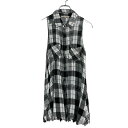 【中古】【古着】 PEYTON JENSEN ノースリーブ チェックシャツ レディース XS ホワイト ブラック チュニック丈 古着卸 アメリカ仕入 a701-7401