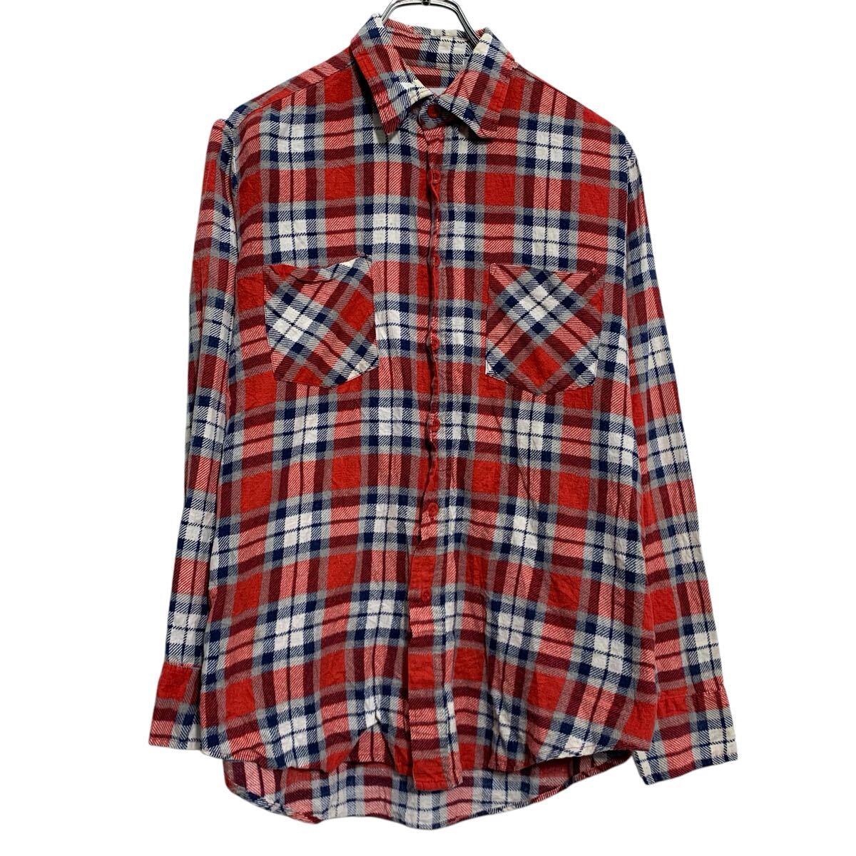 【中古】【古着】 Dickies 長袖 チェックシャツ M レッド ホワイト ネイビー ディッキーズ ボタン 胸ポ..