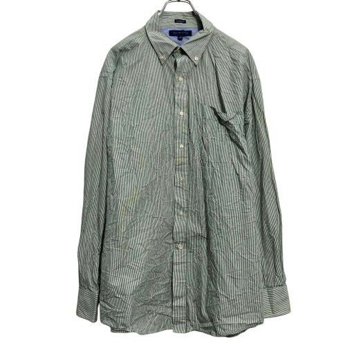 【中古】【古着】 TOMMY HILFIGER 長袖 ストライプシャツ XL~ グリーン ビッグサイズ トミーヒルフィガー ポケット 古着卸 アメリカ仕入 a701-7509 【中古】【古着】 TOMMY HILFIGER 長袖 ストライプシャツ XL~ グリーン ビッグサイズ トミーヒルフィガー ポケット 古着卸 アメリカ仕入 a701-7509