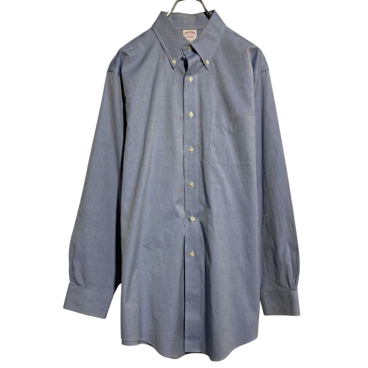 【中古】【古着】 Brooks brothers 長袖 無地シャツ ブルックスブラザーズ XL~ ブルー ビッグサイズ ボタンダウン ポケット 古着卸 アメリカ仕入 a701-7531