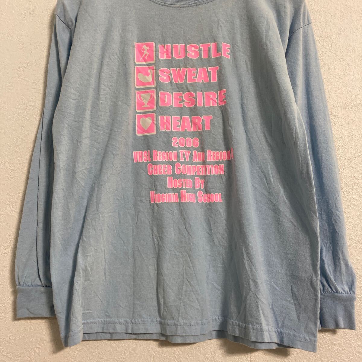 【中古】【古着】 GILDAN 長袖 プリントTシャツ キッズ L 150程 ライトブルー ギルダン チア ロンT ロングTシャツ 古着卸 アメリカ仕入 a702-5044 3