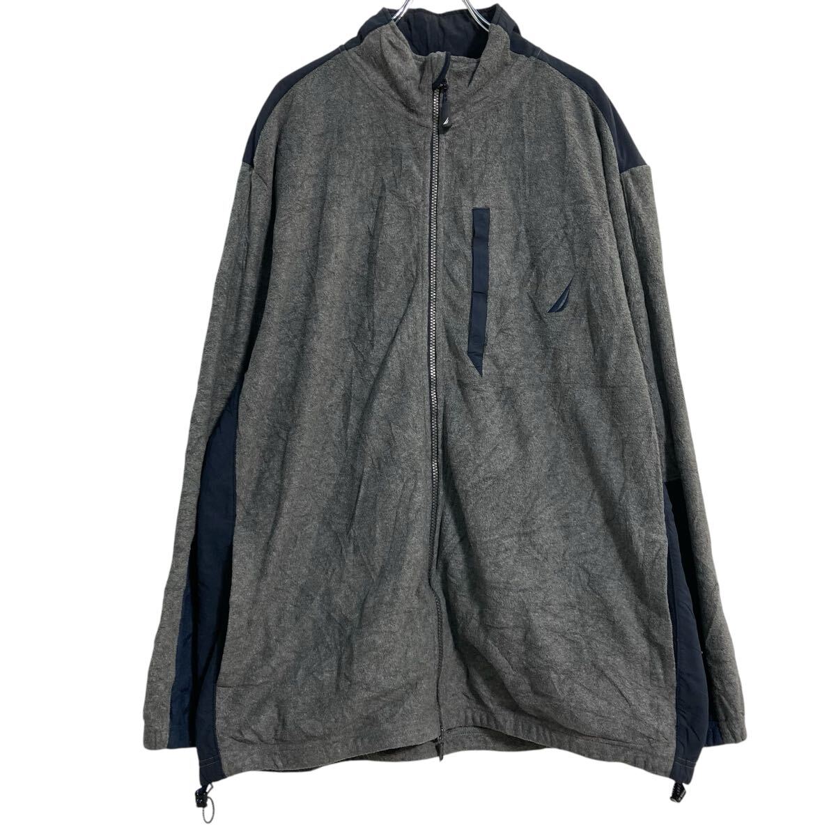 【中古】【古着】 NAUTICA フリース ジャケット XXL チャコールグレー ノーティカ フルジップ ドローコード ビッグサイズ 古着卸 アメリカ仕入 a702-5094