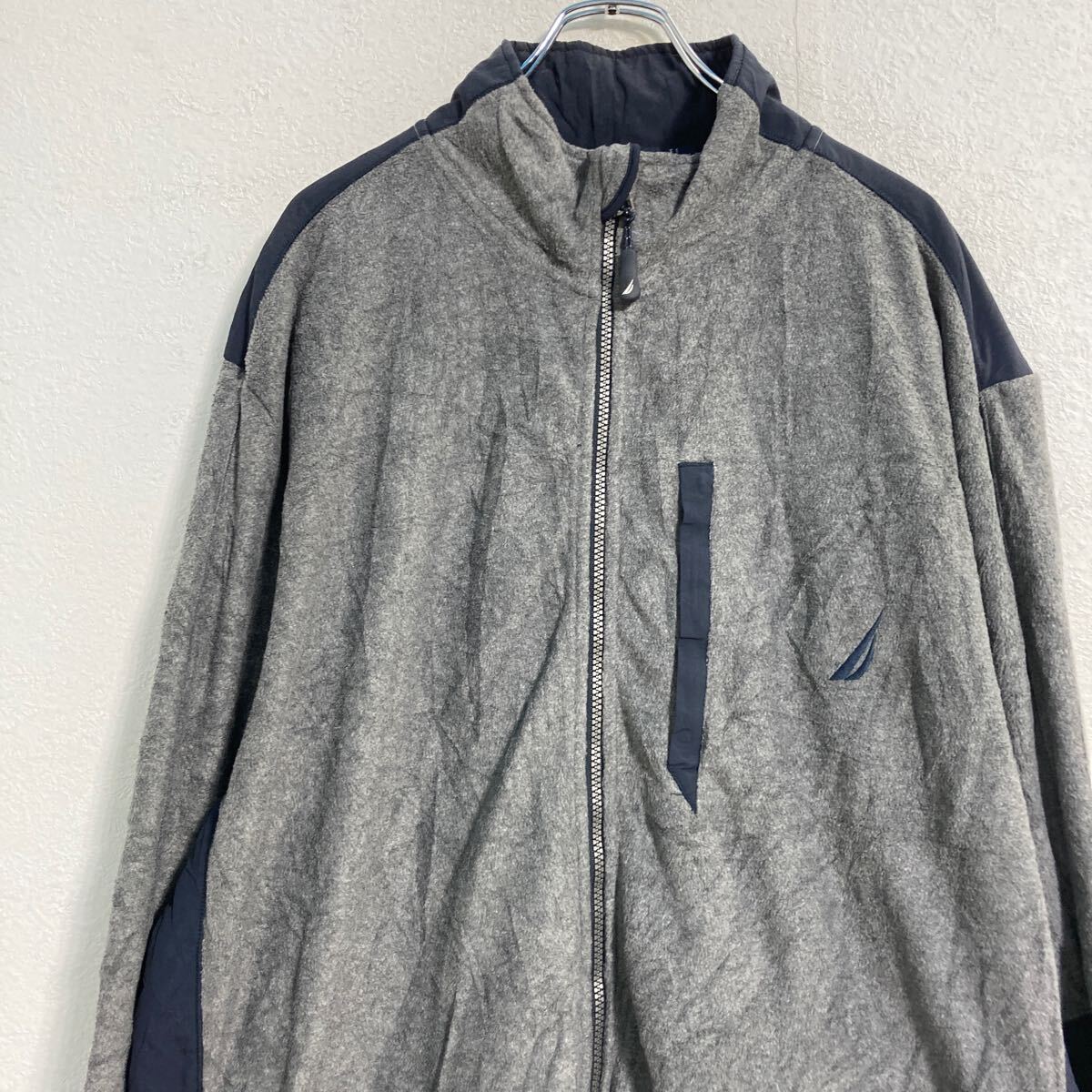 【中古】【古着】 NAUTICA フリース ジャケット XXL チャコールグレー ノーティカ フルジップ ドローコード ビッグサイズ 古着卸 アメリカ仕入 a702-5094