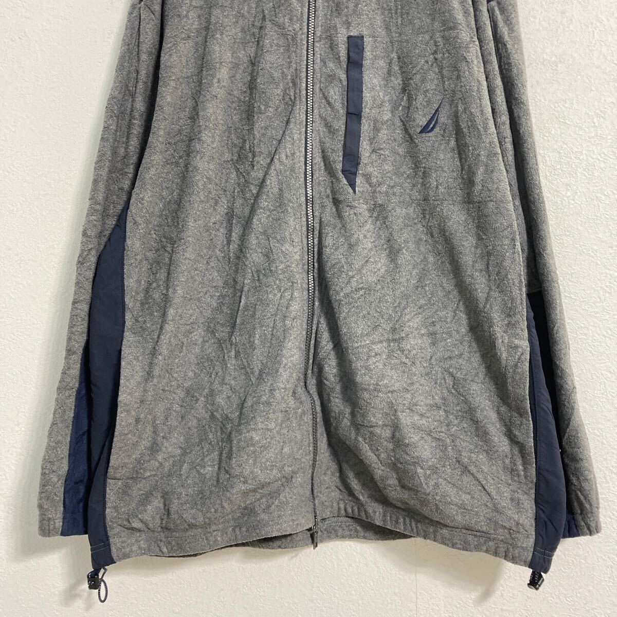 【中古】【古着】 NAUTICA フリース ジャケット XXL チャコールグレー ノーティカ フルジップ ドローコード ビッグサイズ 古着卸 アメリカ仕入 a702-5094