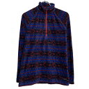 【中古】【古着】 Eddie Bauer フリースジャケット レディース M ブルー ブラック エディーバウアー ハーフジップ 柄 総柄 古着卸 アメリカ仕入 a702-5122