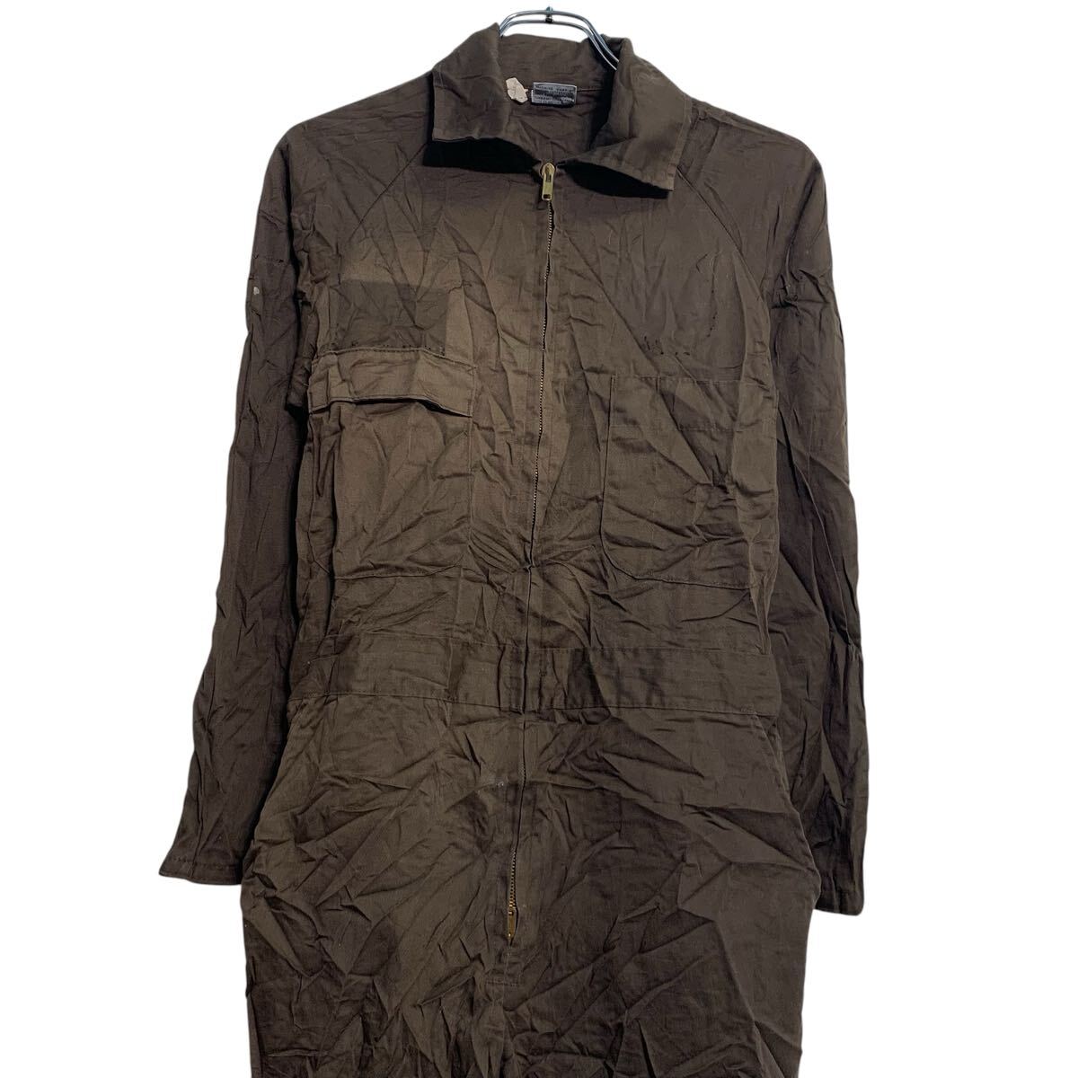 【中古】【古着】 長袖 つなぎ S ブラウン ジップアップ オールインワン ワークウェア 作業着 アメリカ製 シンプル 古着卸 アメリカ仕入 a702-5152