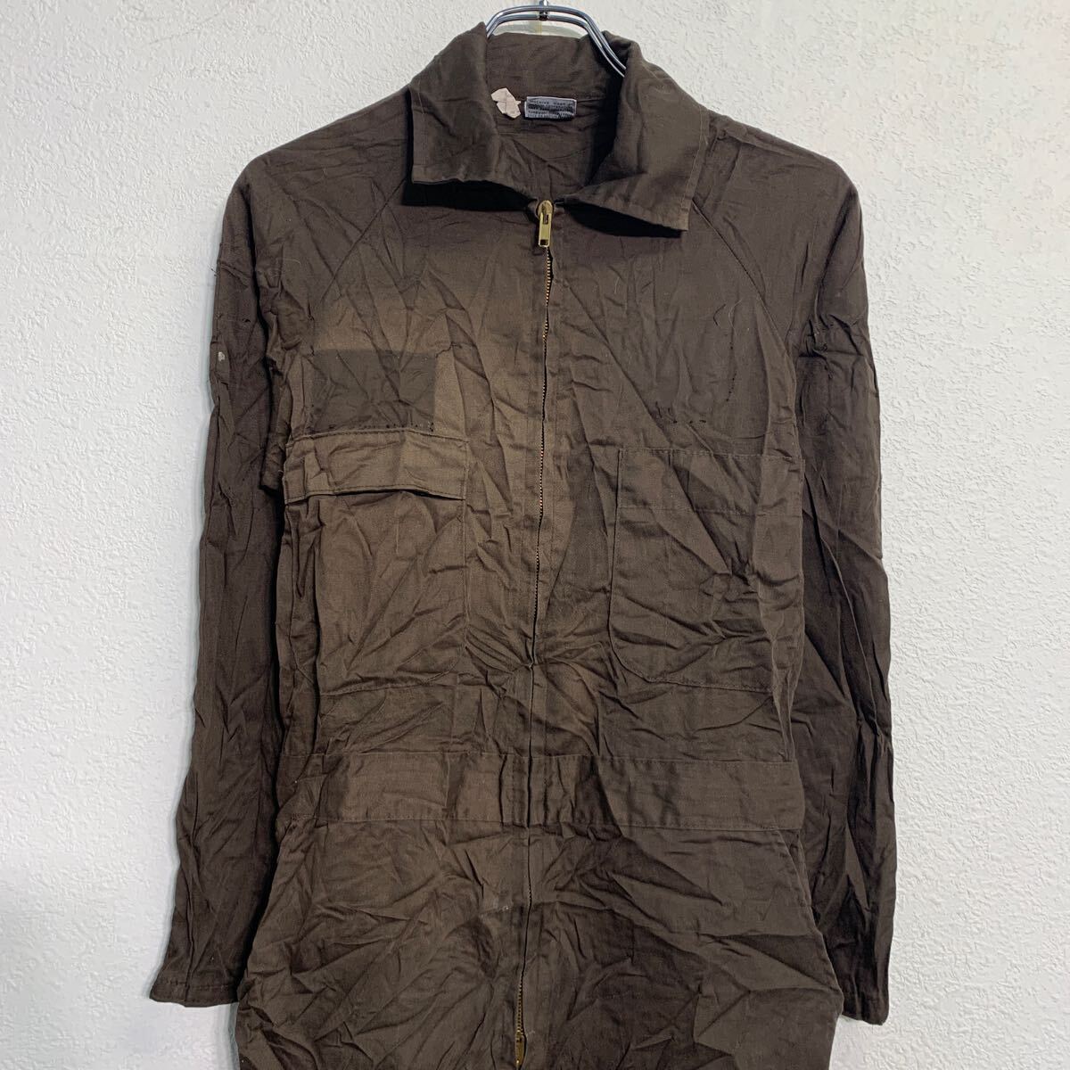 【中古】【古着】 長袖 つなぎ S ブラウン ジップアップ オールインワン ワークウェア 作業着 アメリカ製 シンプル 古着卸 アメリカ仕入 a702-5152