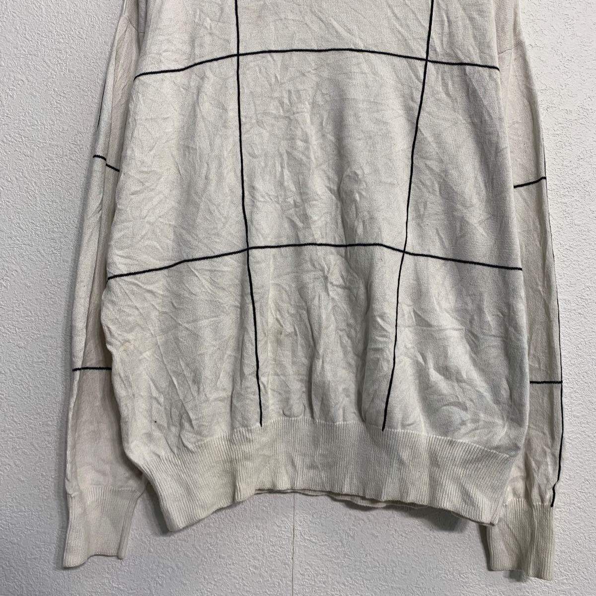 【中古】【古着】 NAUTICA コットンニット セーター XL ホワイト ブラック ノーティカ プルオーバー ビッグサイズ 秋冬 古着卸 アメリカ仕入 a702-5187