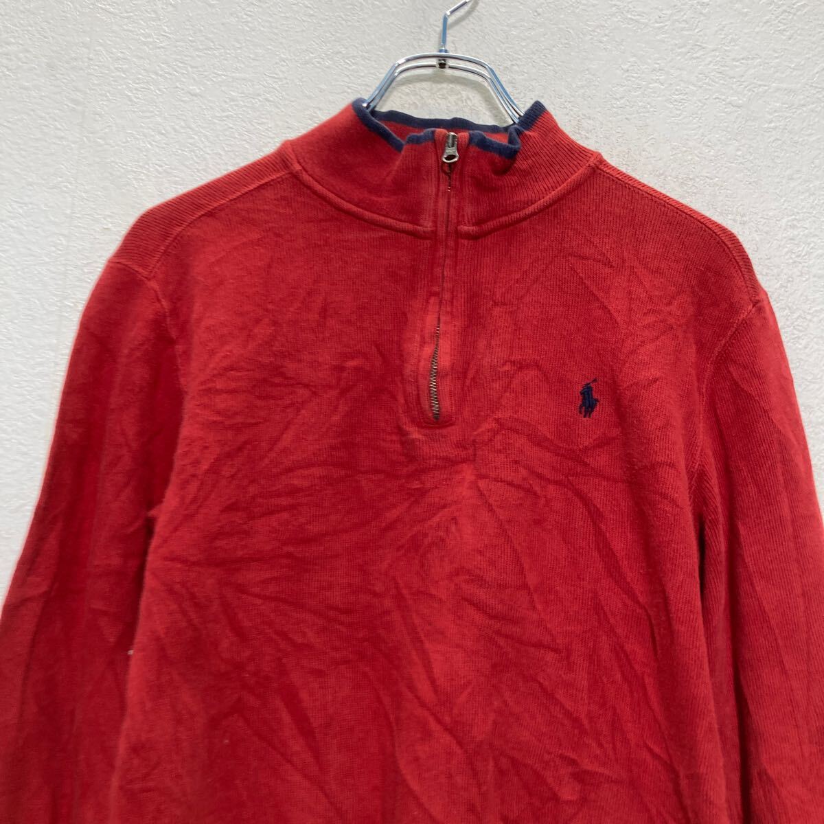 【中古】【古着】 Polo Ralph Lauren コットンニット セーター キッズ M 140〜 レッド ポロラルフローレン 古着卸 アメリカ仕入 a702-5480 2