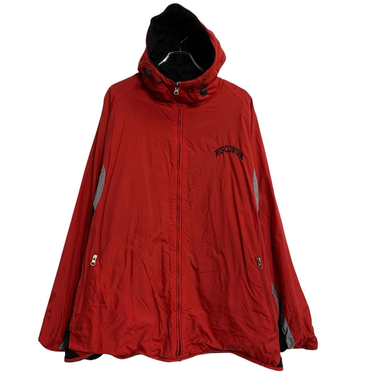 樂天商城 - 【中古】【古着】 中綿ジャケット XL〜 レッド ブラック ジップアップ ビッグサイズ バックプリント ラグラン アウター 古着卸 アメリカ仕入 a702-5483