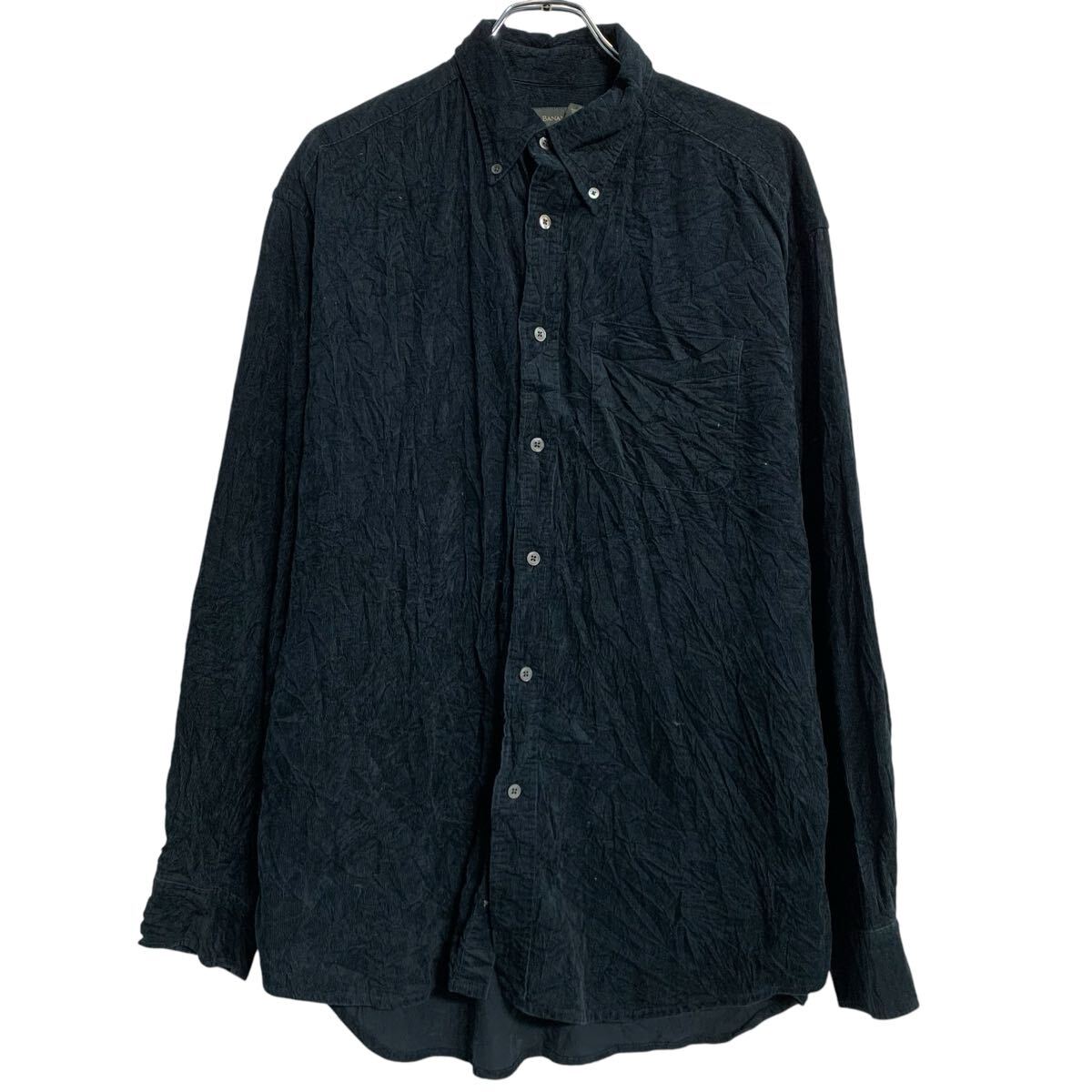 【中古】【古着】 BANANA REPUBLIC 長袖 無地シャツ L ブラック バナナリパブリック ボタンダウン コーデュロイ シンプル 古着卸 アメリカ仕入 a702-5496