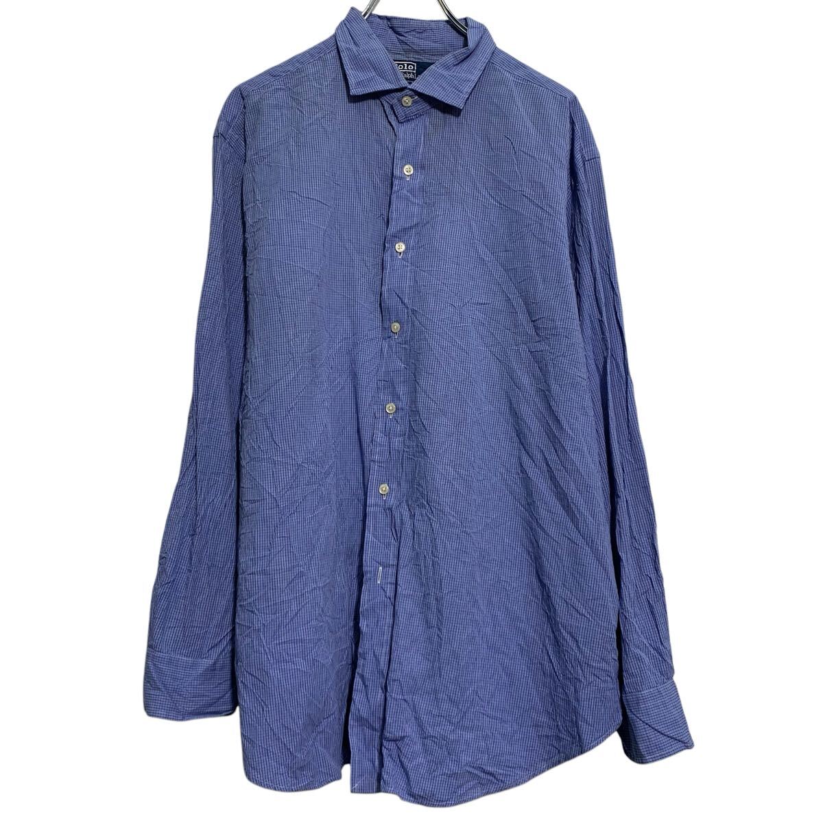 【中古】【古着】 Polo Ralph Lauren 長袖 チェックシャツ 17 XL〜 ブルー ブラック ポロラルフローレン ボタン ビッグサイズ 古着卸 アメリカ仕入 a702-5564