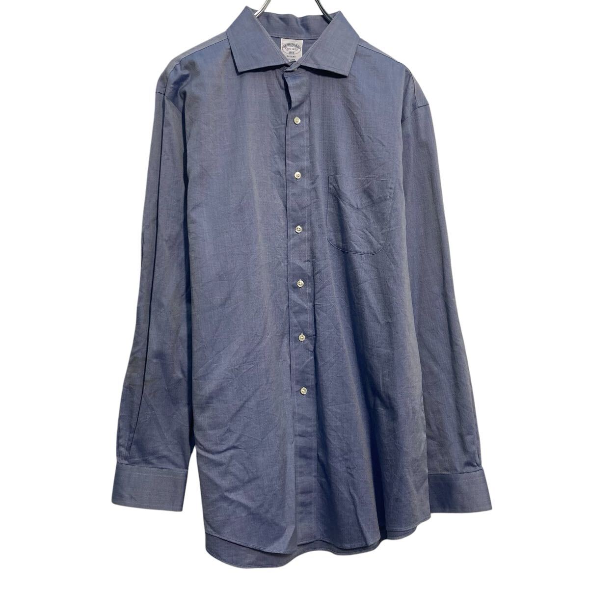 【中古】【古着】 Brooks brothers 長袖 無地シャツ XL~ ブルー ビッグサイズ ブルックスブラザーズ ポケット 古着卸 アメリカ仕入 a702-5589