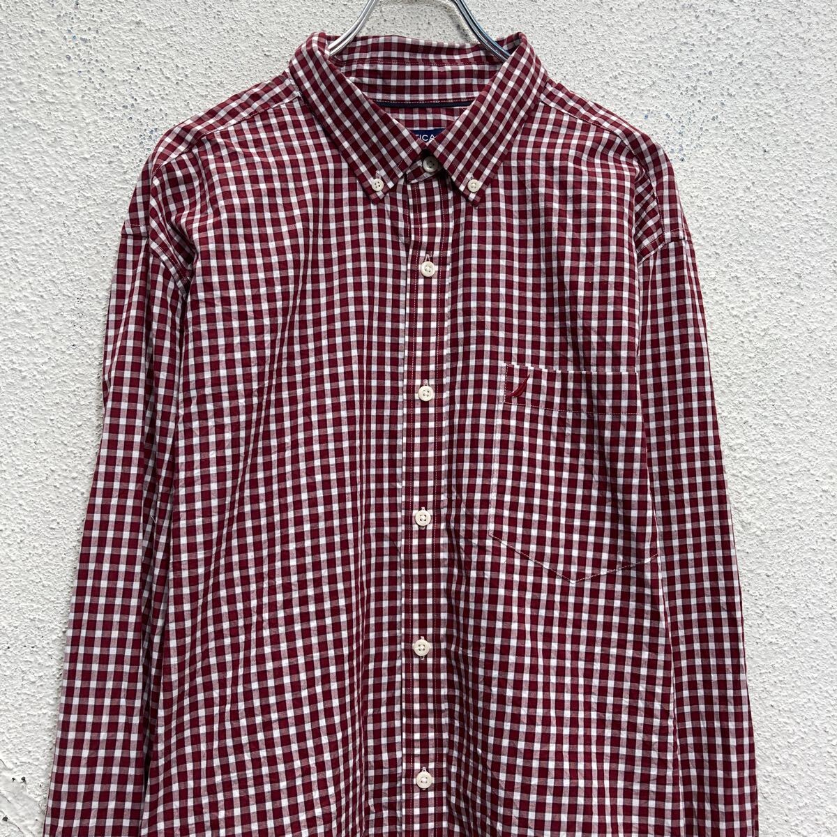 【中古】【古着】 NAUTICA 長袖 チェックシャツ XXL レッド ビッグサイズ ノーティカ ポケット 古着卸 アメリカ仕入 a702-5598