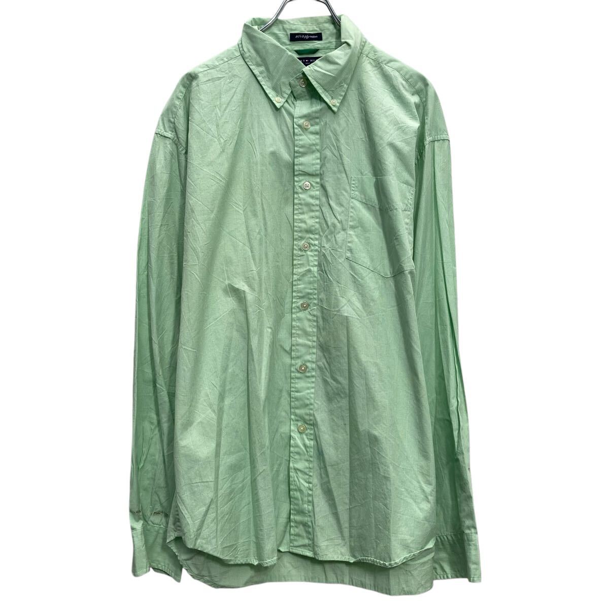 Other - 【中古】【古着】 TOMMY HILFIGER 長袖 チェックシャツ トミーフィルフィガー XL ライトグリーン ビッグサイズ ポケット 古着卸 アメリカ仕入 a702-5609