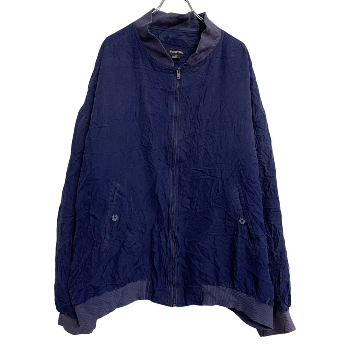 【中古】【古着】 BOBBY CHAN ブルゾンジャケット 4XL パープル ジップアップ ビッグサイズ シルク シンプル アウター 古着卸 アメリカ仕入 a702-5618