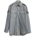 【中古】【古着】 DSCP 長袖 ワークシャツ S ブルー ボタン ワークウェア エポレット ワッペン 刺繍 胸ポケット シンプル 古着卸 アメリカ仕入 a70...
