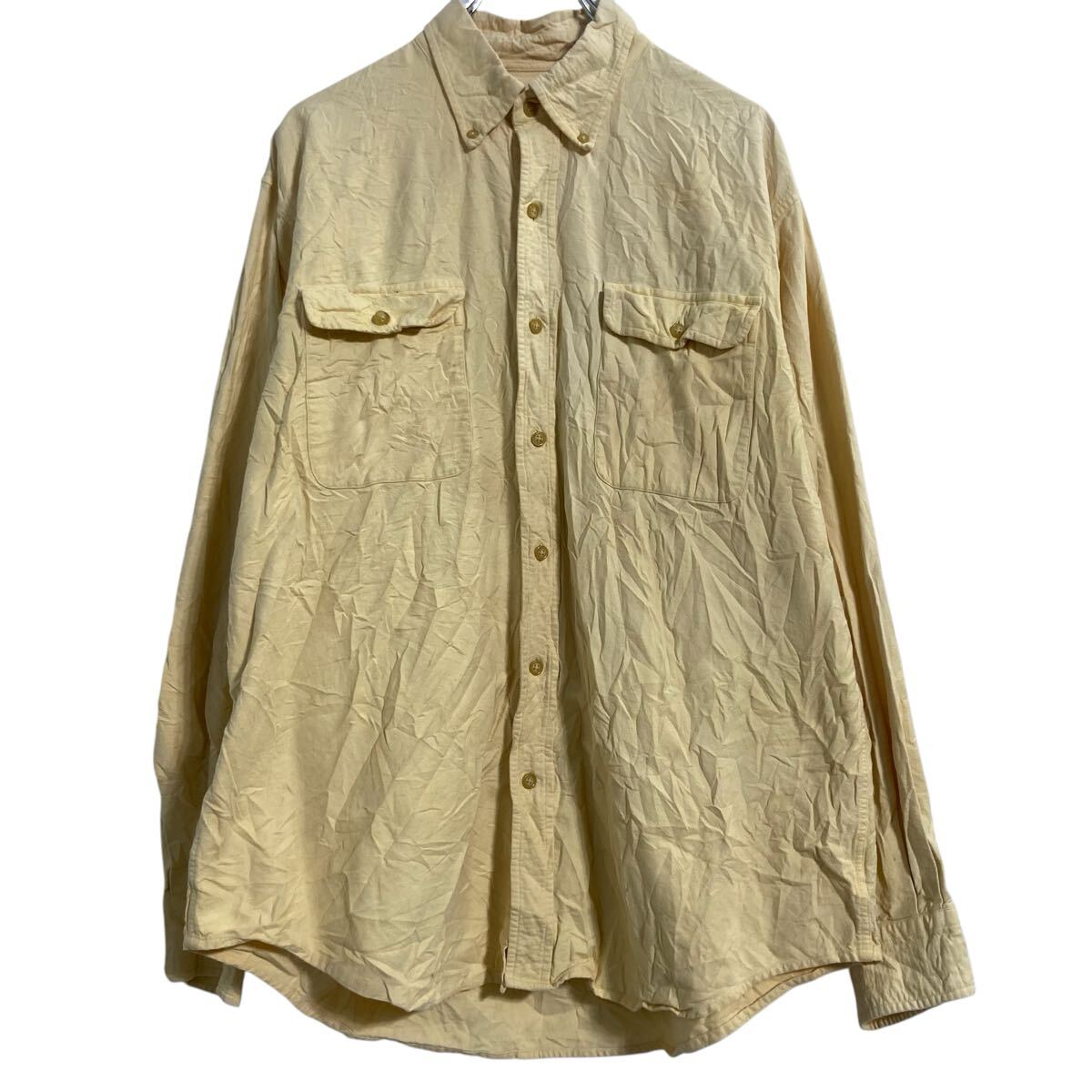 【中古】【古着】 LANS’ END 長袖 ワークシャツ L くすみイエロー ランズエンド カジュアル 古着卸 アメリカ仕入 a702-5658