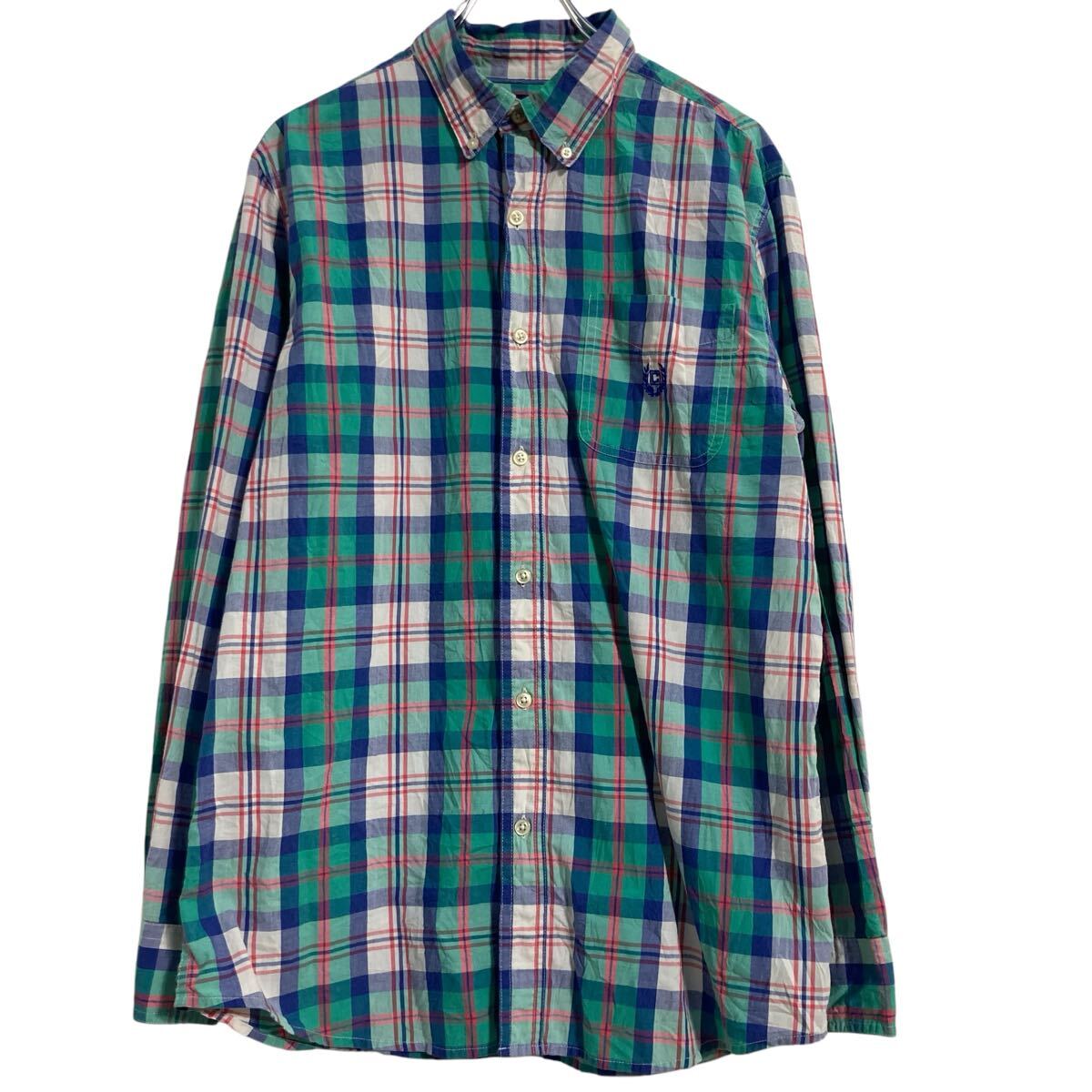 Rakuten - 【中古】【古着】 CHAPS 長袖 チェックシャツ M グリーン ブルー レッド マルチカラー チャップス ボタンダウン 古着卸 アメリカ仕入 古着 a702-5663