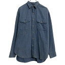 【中古】【古着】 Eddie Bauer 長袖 無地シャツ L〜 ブルー エディーバウアー ボタン 胸ポケット カジュアルシャツ シンプル 古着卸 アメリカ仕入...
