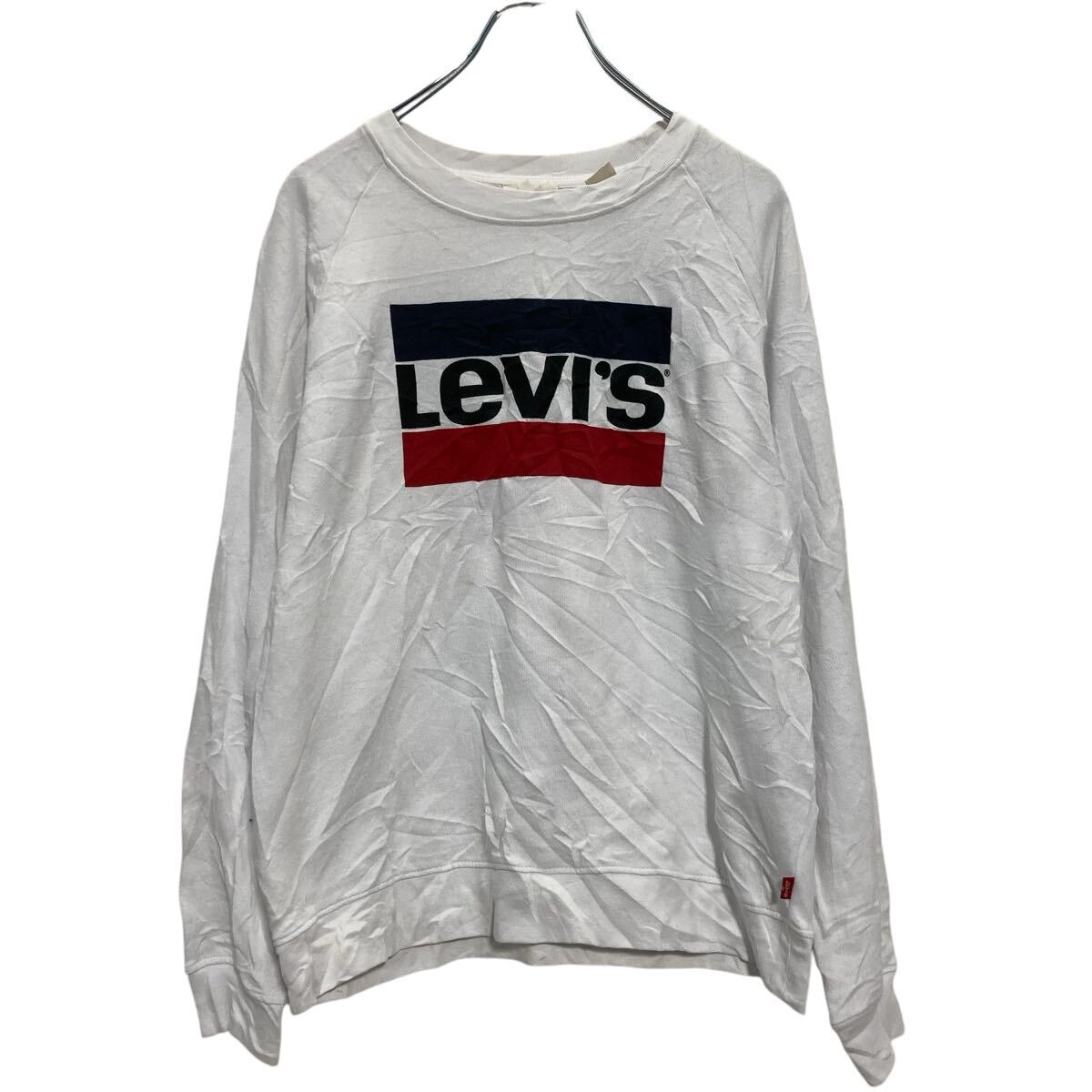 【中古】【古着】 Levi's プリントスウェット トレーナー L ホワイト リーバイス 古着卸 アメリカ仕入 a702-5765