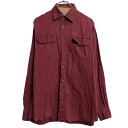 【中古】【古着】 Wrangler 長袖 無地シャツ M エンジ ラングラー ボタン 胸ポケット カジュアルシャツ シンプル 古着卸 アメリカ仕入 a702-5827(4)