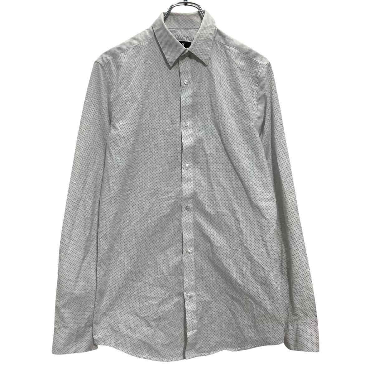 【中古】【古着】 H&M 長袖 柄シャツ S ホワイト エイチアンドエム ドット柄 古着卸 アメリカ仕入 a702-5832
