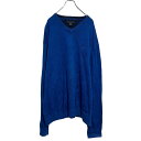 【中古】【古着】 TOMMY HILFIGER コットンニット セーター 2XL ブルー トミーヒルフィガー Vネック 古着卸 アメリカ仕入 a702-5864