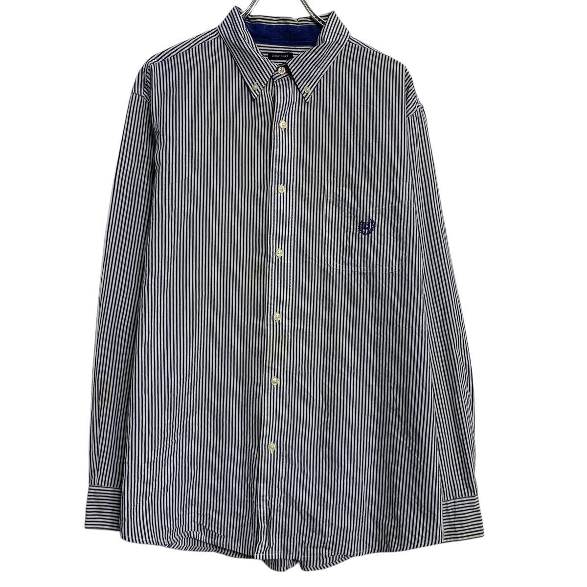 Casual Shirts - 【中古】【古着】 CHAPS 長袖 ストライプシャツ XL ブルー ホワイト チャップス ボタンダウン ビッグサイズ 胸ポケット 古着卸 アメリカ仕入 a702-5896