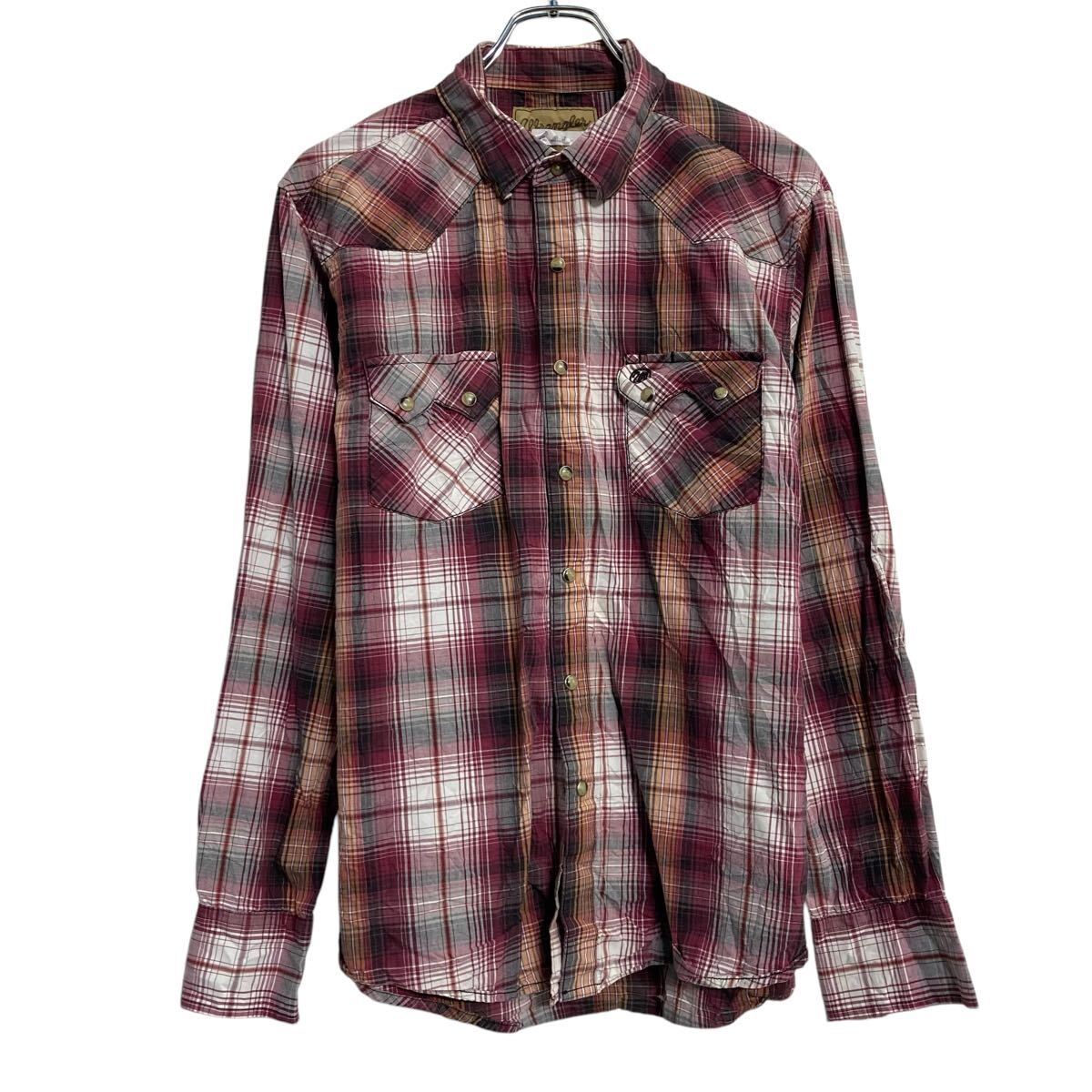 【中古】【古着】 Wrangler 長袖 ウェスタンシャツ S~ レッド ラングラー チェック ポケット 古着卸 アメリカ仕入 a702-5985