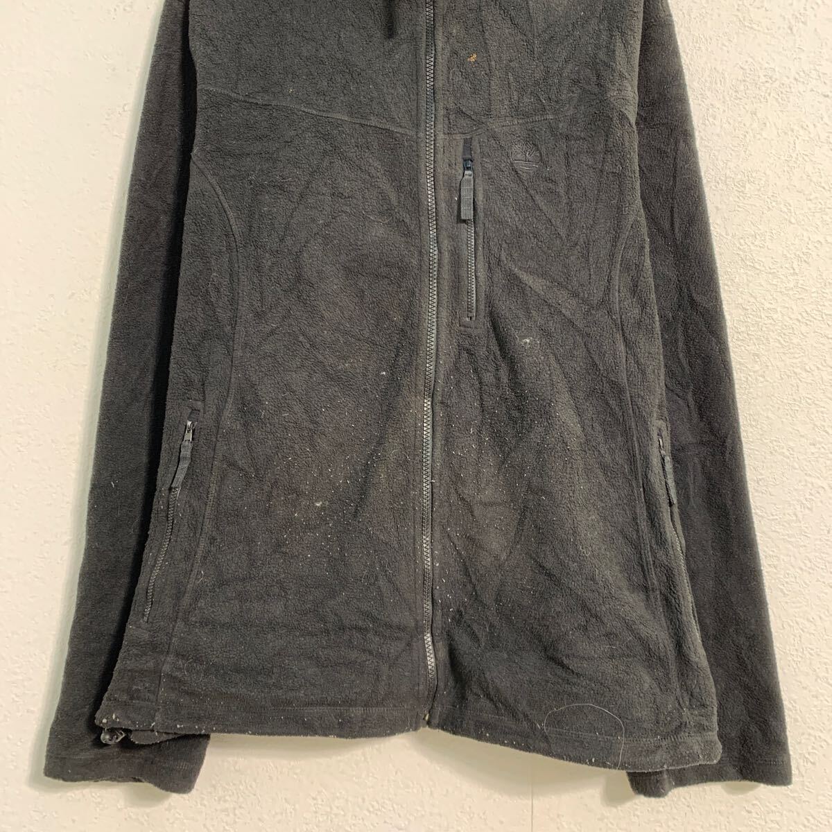 【中古】【古着】 Timberland フリースジャケット L ブラック ティンバーランド ジップアップ ワンポイント ロゴ アウトドア 古着卸 アメリカ仕入 a702-5998