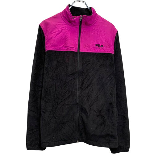 【中古】【古着】 FILA フリースジャケット XL ブラック ピンク フィラ ジップアップ ビッグサイズ ロゴ 刺繍 アウトドア 古着卸 アメリカ仕入 a702-6068 【中古】【古着】 FILA フリースジャケット XL ブラック ピンク フィラ ジップアップ ビッグサイズ ロゴ 刺繍 アウトドア 古着卸 アメリカ仕入 a702-6068