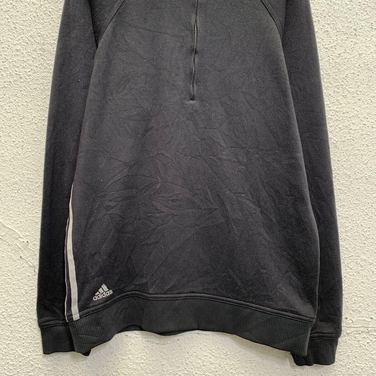 【中古】【古着】 adidas フリースジャケット M ブラック アディダス ハーフジップ ラグラン ワンポイント スポーティー 古着卸 アメリカ仕入 a702-6071