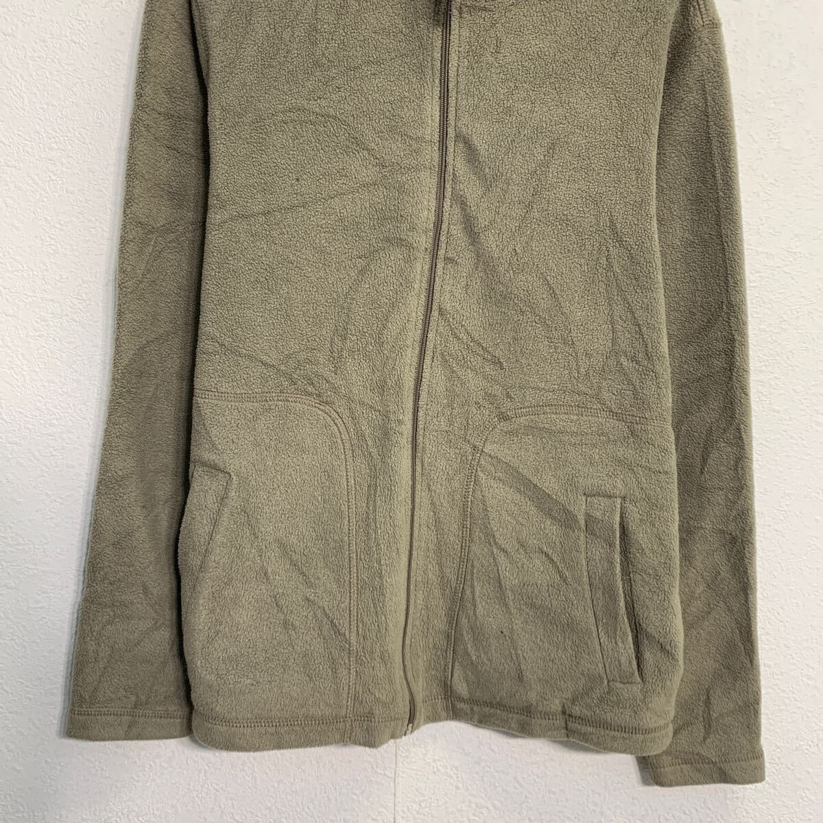 【中古】【古着】 C・A・N・D・A フリースジャケット S ベージュ系 ジップアップ モックネック パッチ 刺繍 アウトドア 古着卸 アメリカ仕入 a702-6145