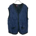 【中古】【古着】 CHAPS コットンニット セーター ベスト XL ネイビー ブルー チャップス フロントボタン ビッグサイズ 古着卸 アメリカ仕入 a702-6173