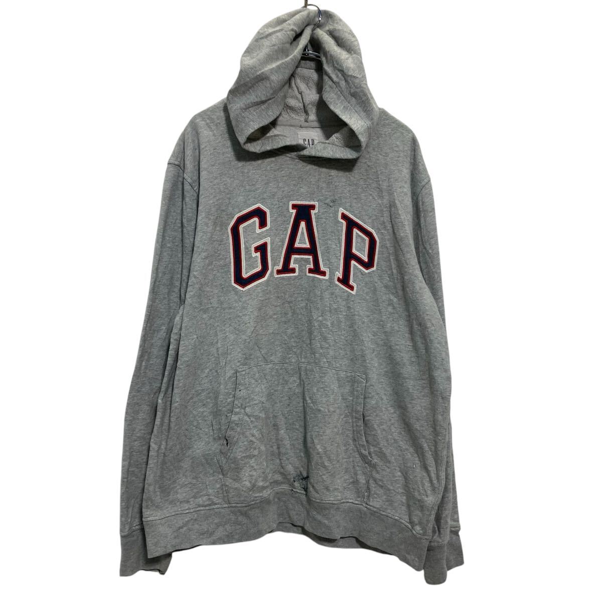 【中古】【古着】 GAP ロゴスウェット パーカー XL グレー ギャップ 裏起毛 ビッグサイズ 古着卸 アメリカ仕入 a702-6187