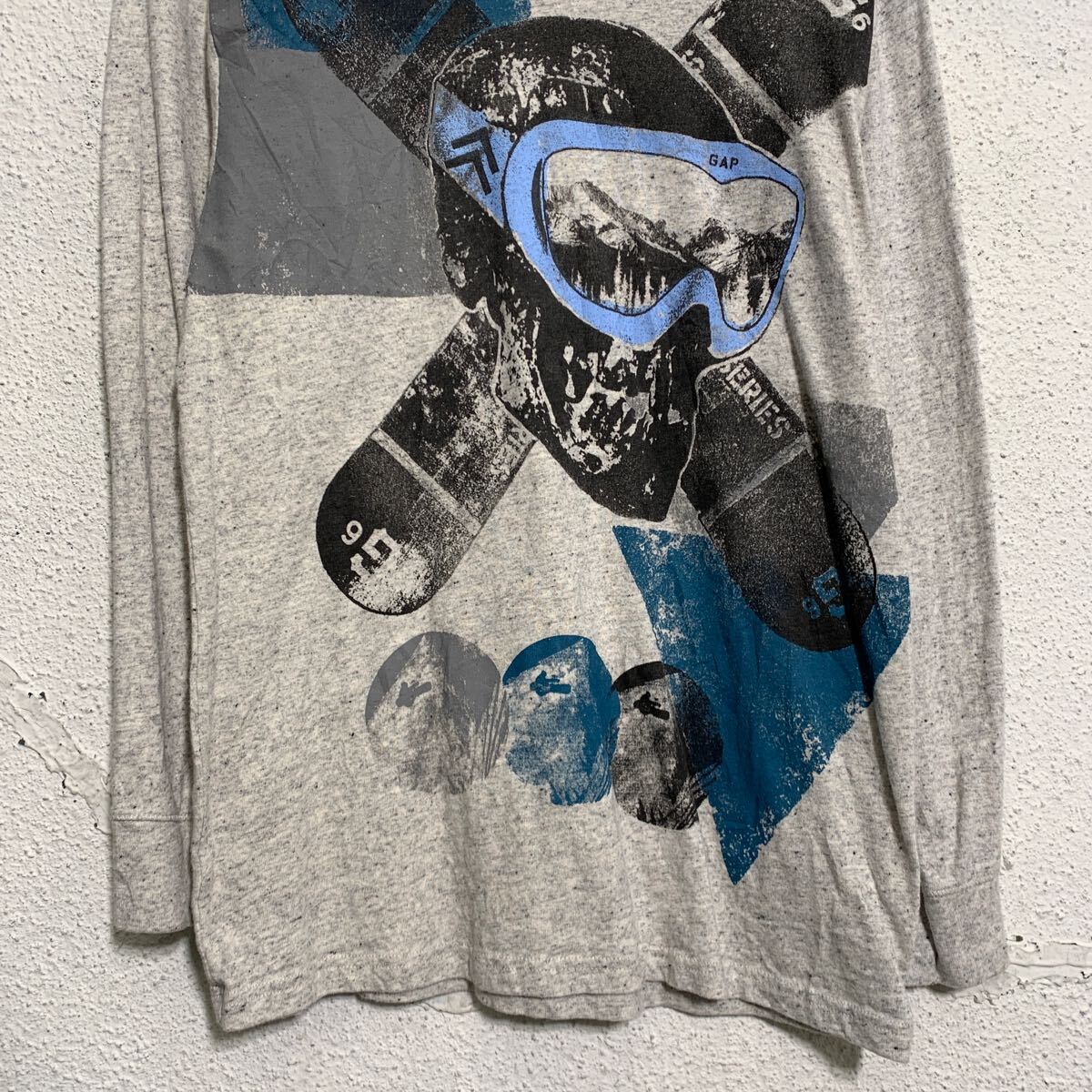 【中古】【古着】 GAPkids 長袖 プリントTシャツ 2XL キッズ 160〜 グレー ブラック ギャップキッズ プルオーバー ロンT 古着卸 アメリカ仕入 a702-6209