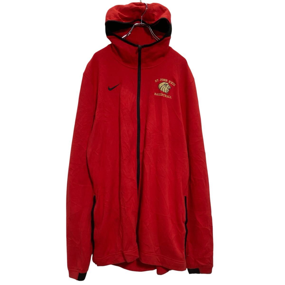 Japanese Pattern - 【中古】【古着】 NIKE ジップアップ ロゴスウェット パーカー XL レッド ナイキ ドライフィット バスケ 裏起毛 古着卸 アメリカ仕入 a702-6218
