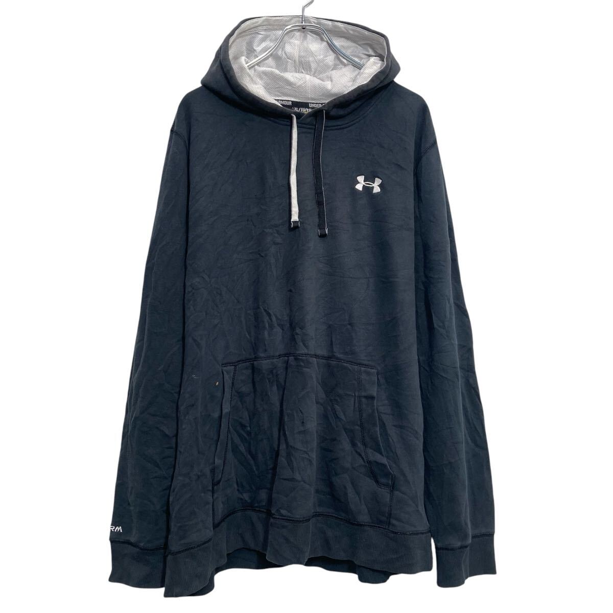 American Casual - 【中古】【古着】 UNDER ARMOUR ロゴスウェット パーカー アンダーアーマー XL ブラック ビッグサイズ 古着卸 アメリカ仕入 a702-6247