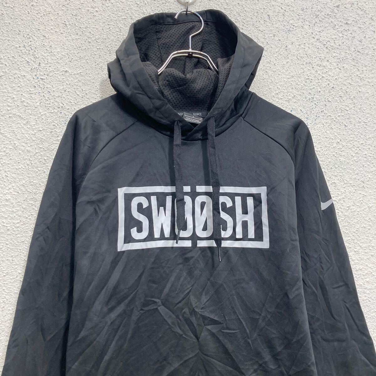 【中古】【古着】 NIKE ロゴスウェット パーカー ナイキ L ブラック プルオーバー ラグラン 古着卸 アメリカ仕入 a702-6264