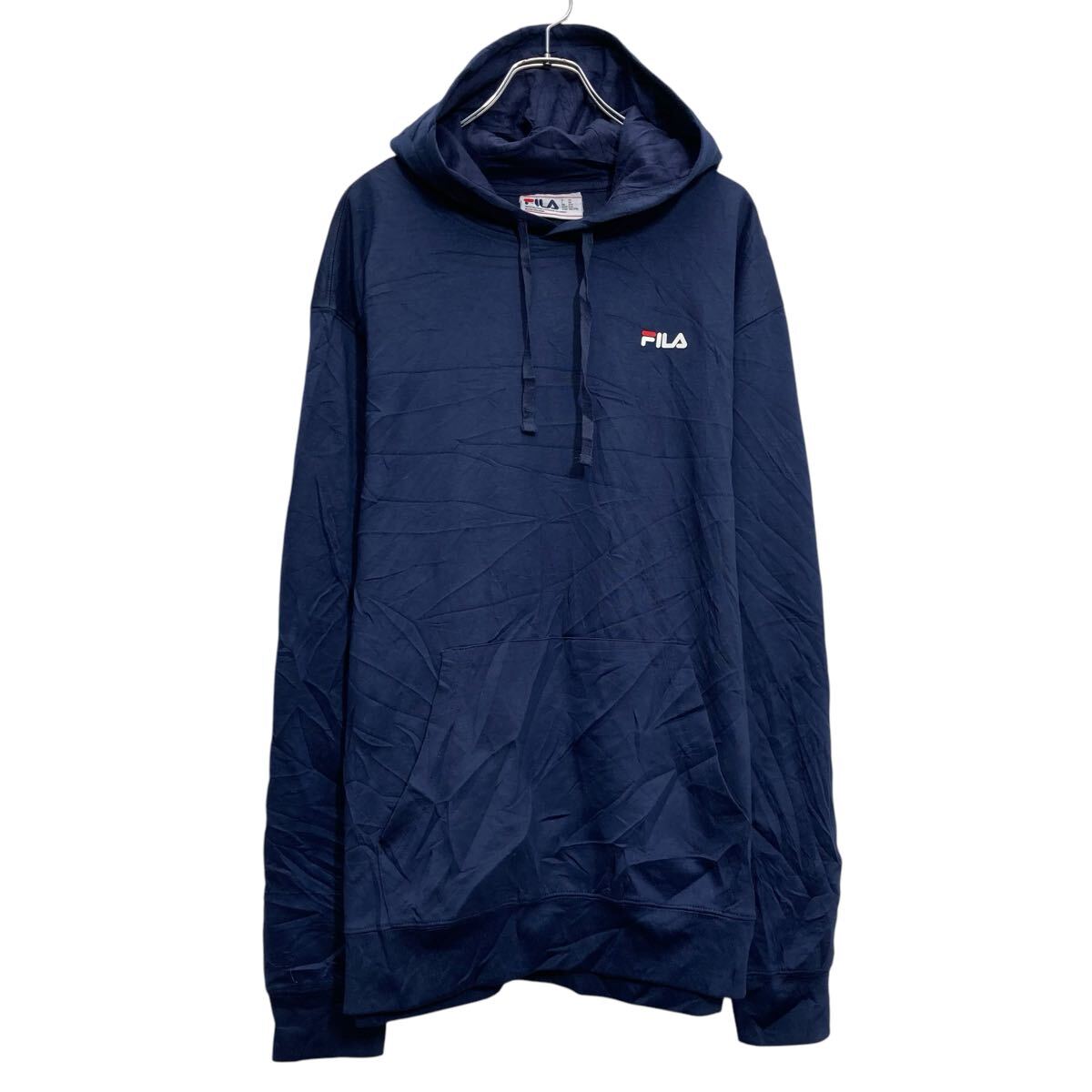 【中古】【古着】 FILA ロゴスウェット パーカー フィラ XXL ネイビー ビッグサイズ 古着卸 アメリカ仕入 a702-6266