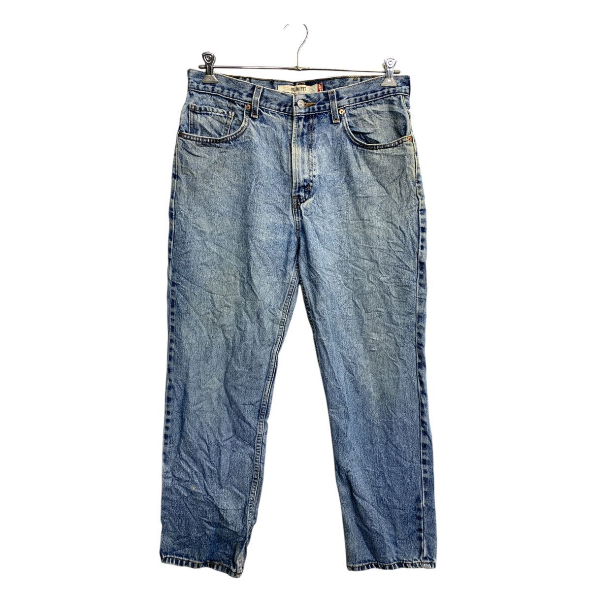【中古】【古着】 Levi's デニムパンツ W36 リーバイス スリムフィット ビッグサイズ ライトブルー コットン 古着卸 アメリカ仕入 2502-809