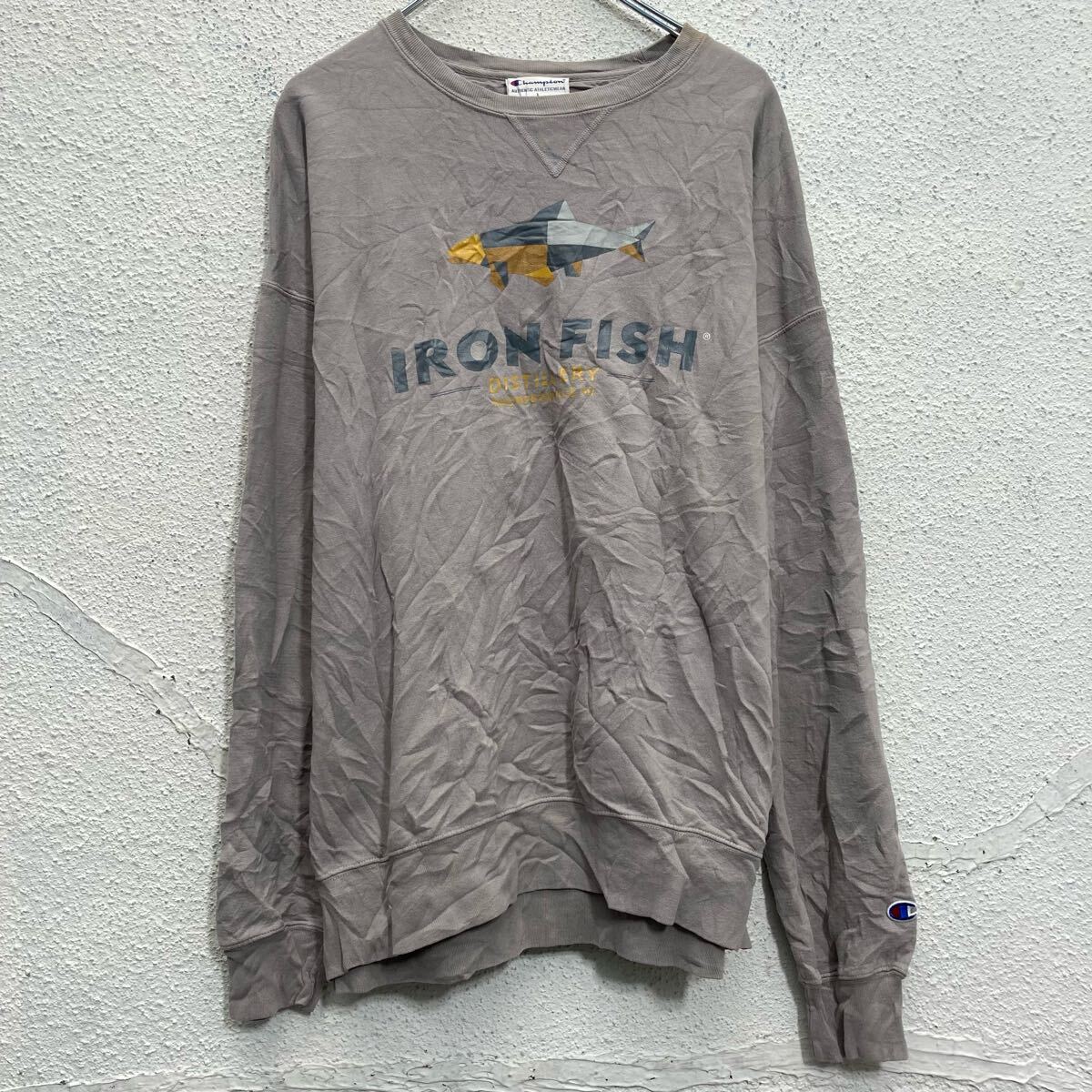 古着屋DENの【中古】【古着】 champion プリントスウェット トレーナー チャンピオン L グレー プルオーバー 古着卸 アメリカ仕入 a702-6278｜アングル2