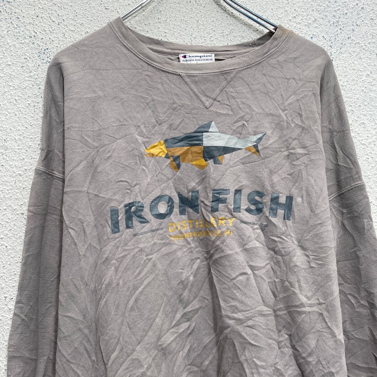 古着屋DENの【中古】【古着】 champion プリントスウェット トレーナー チャンピオン L グレー プルオーバー 古着卸 アメリカ仕入 a702-6278｜アングル3