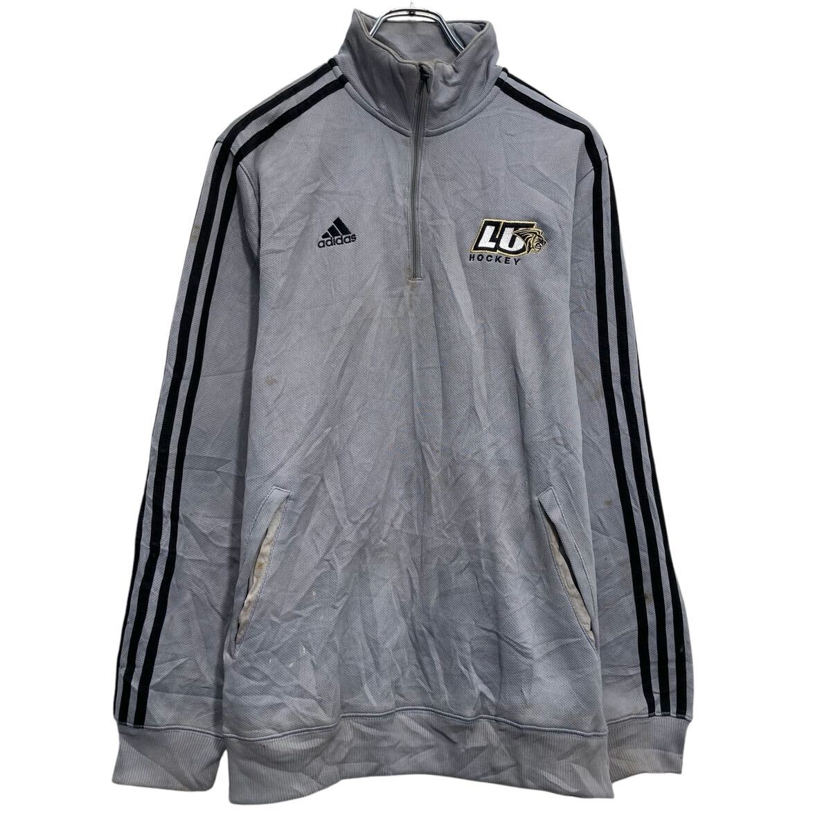 【中古】【古着】 adidas ジャージ アディダス M グレー ハーフジップ 防寒 スポーツウェア 古着卸 アメリカ仕入 a702-6326
