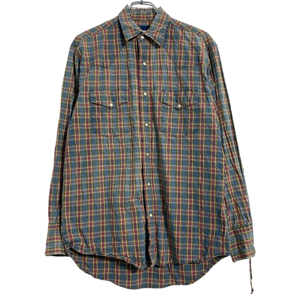 【中古】【古着】 Wrangler 長袖 ウエスタン チェックシャツ M 〜 レッド ブルー マルチカラー ラングラー スナップボタン 古着卸 アメリカ仕入 a702-6364