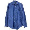 【中古】【古着】 LAUREN RALPH LAUREN 長袖 チェックシャツ M 程 ブルー系 ローレンラルフローレン ノンアイロン 古着卸 アメリカ仕入 a702-6383(4)