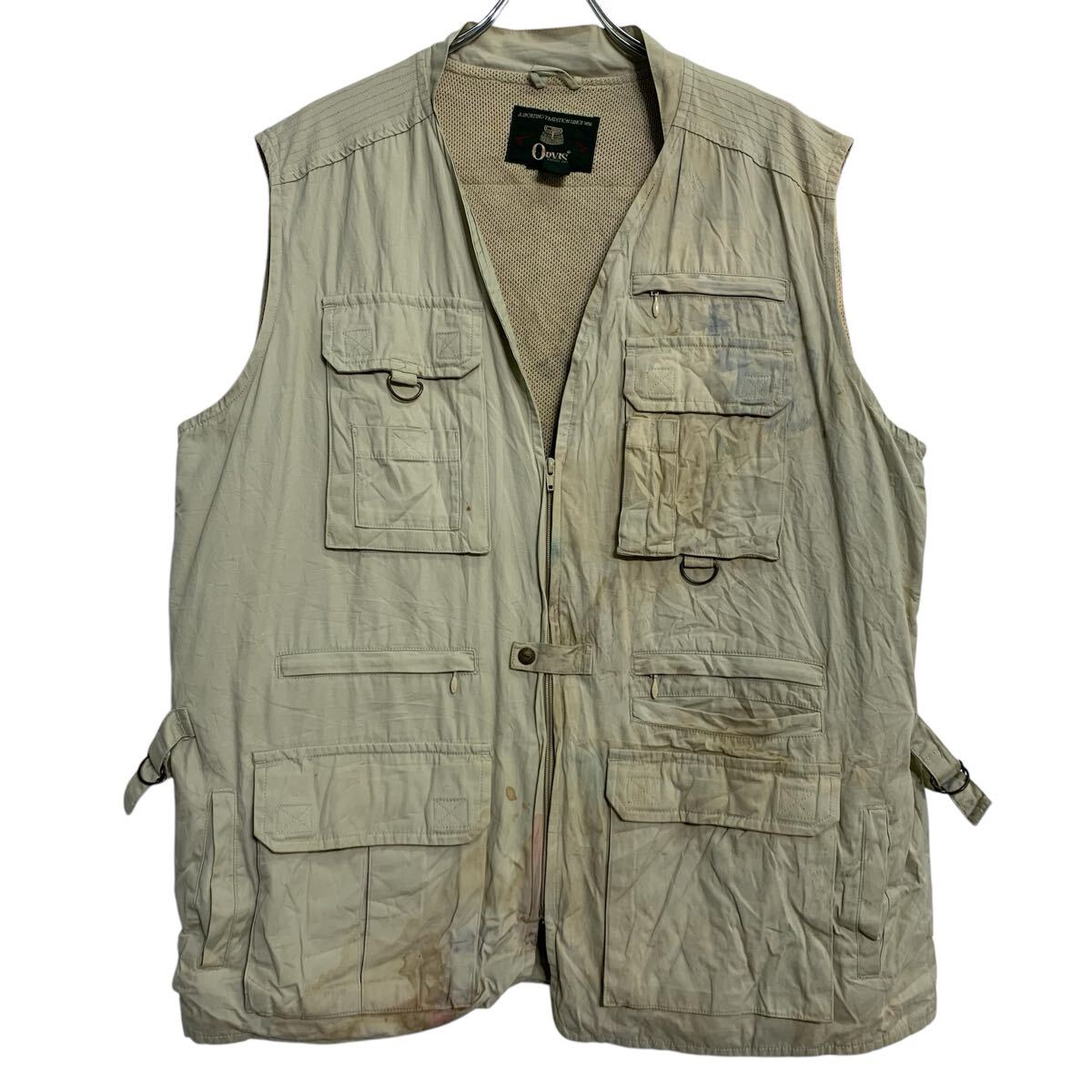 【中古】【古着】 ORVIS ハンティングベスト XL ベージュ ジップアップ ビッグサイズ ワークウェア マ..